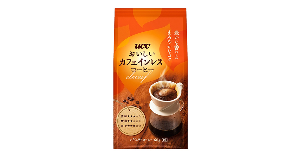 UCC　おいしいカフェインレスコーヒー　ワンドリップコーヒー　160g（粉）　商品画像